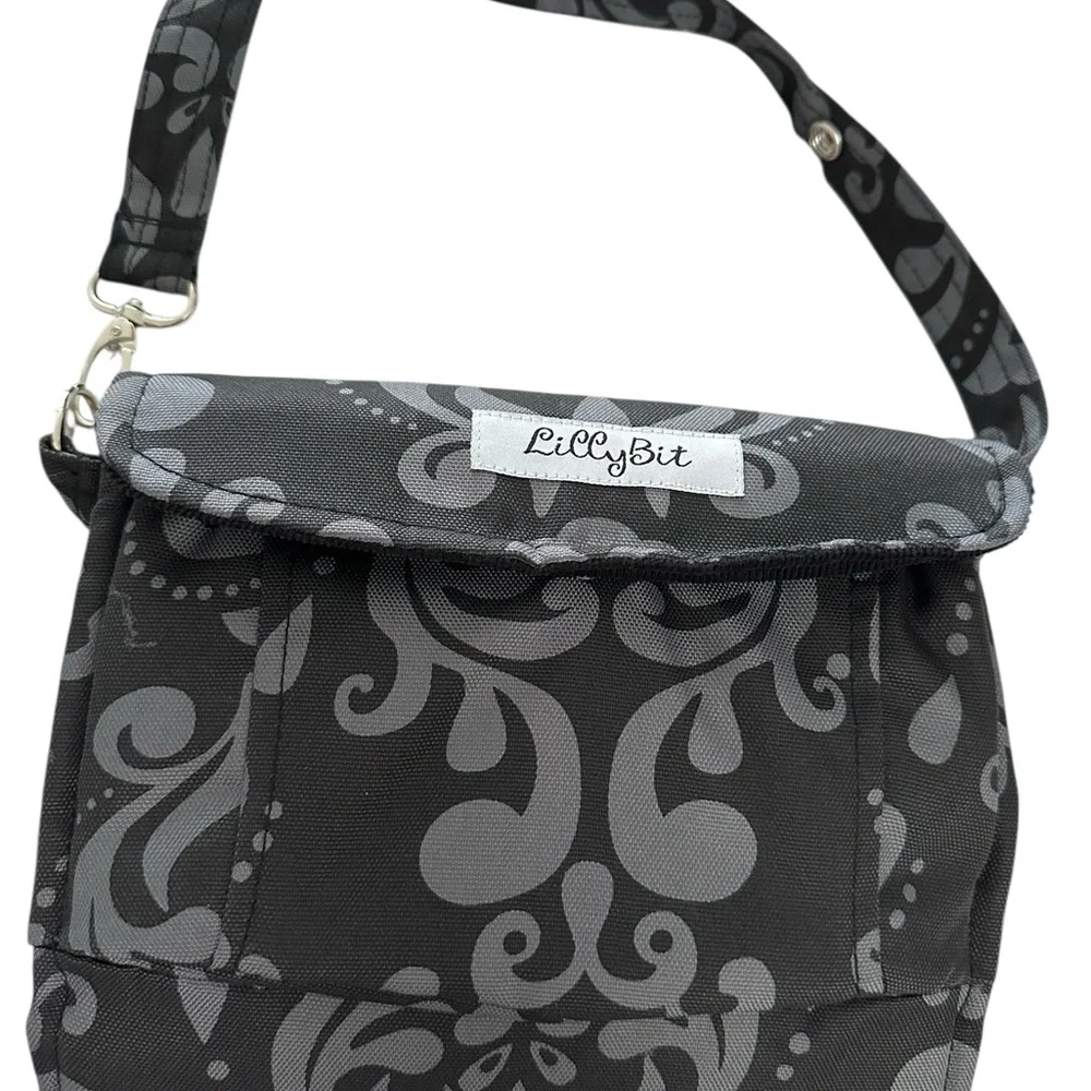 LillyBit Uptown Diaper Clutch 3 Way Bag Gray Damask NWT